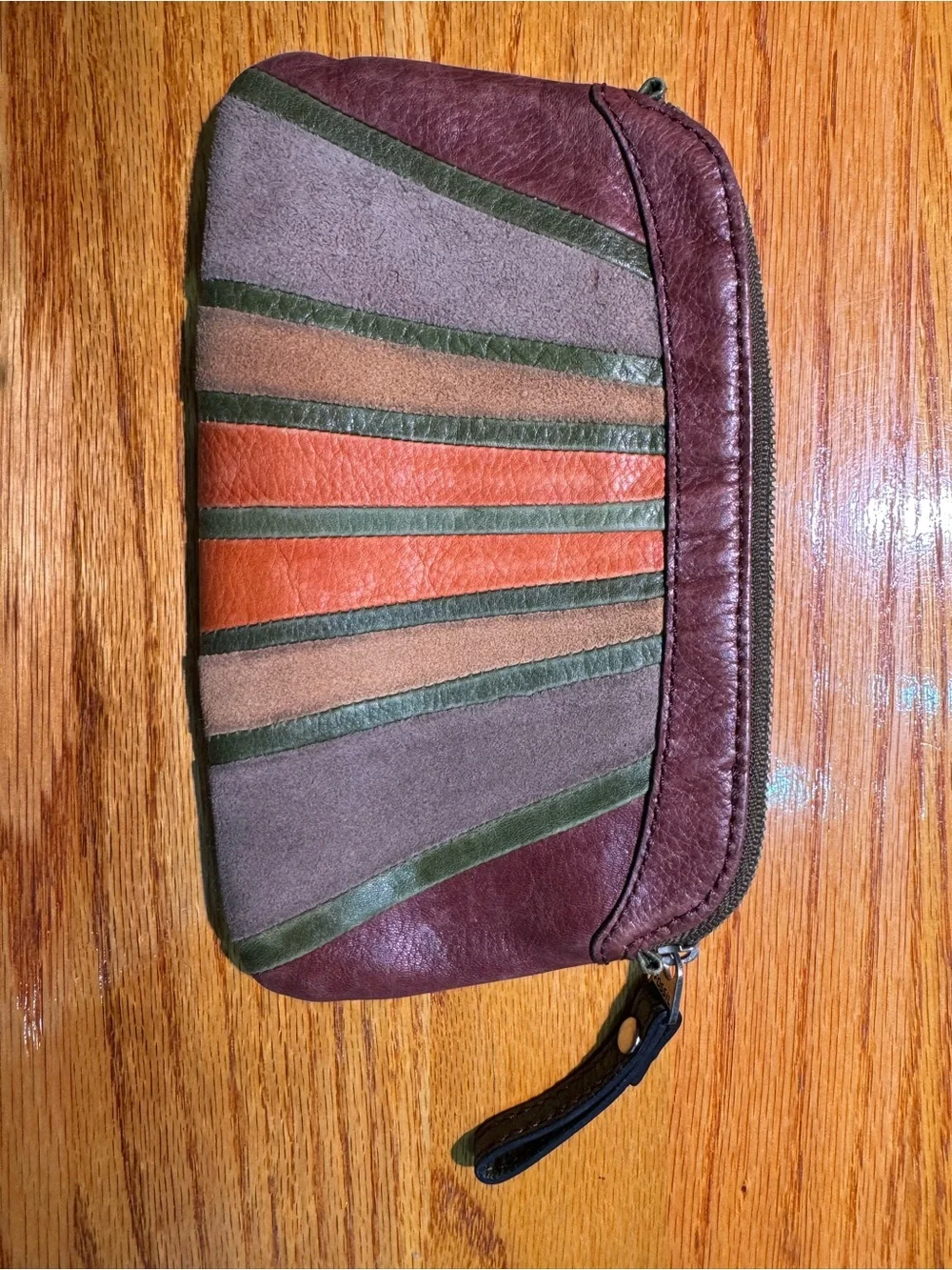 Fossil Multi-Color Leather Pouch/Clutch - Brown, Orange, Green